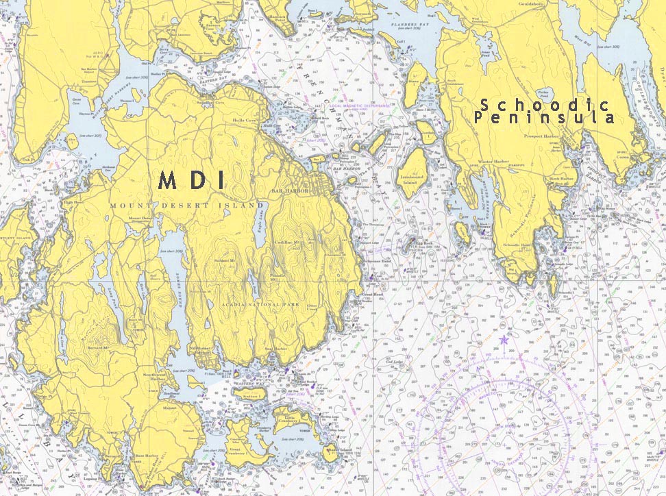 Chart 1202 - showing Mount Desert Island and the Schoodic Peninsula